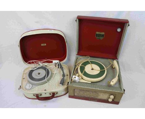 1960's Cased Portable Fidelity Radio Record Player together with a similar Dansette Junior Portable Record Player