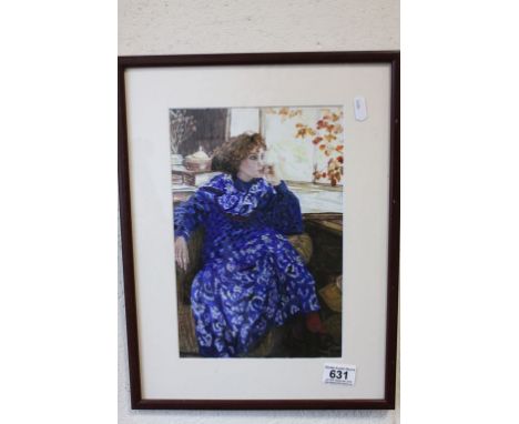 Framed and Glazed Watercolour Portrait of a Seated Lady, handwritten label verso "Mary Sidwell 'Elizabeth'" 