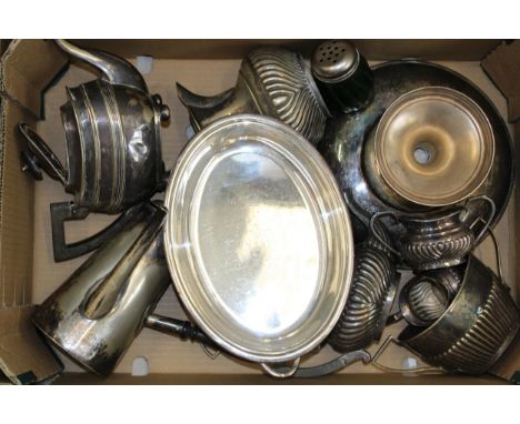 A collection of silver-plated items to include tea sets, tureen, and similar items, (Qty).