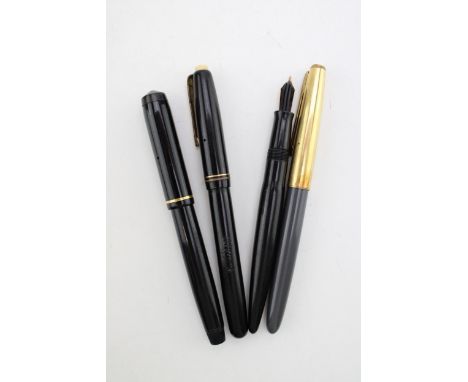Waterman 503 'Book Keeper' fountain pen with Accovats 14K gold nibs and other similar examples, c1946. (4)  Condition a/f.