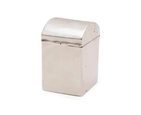 George V silver miniature playing card box, domed top, Birmingham 1910, 6cm tall.  Marks a little rubbed.