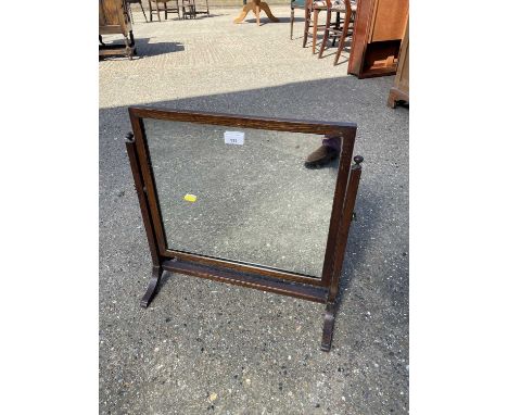 1920s oak framed toiletry mirror with swing rectangular plate, 48cm wide