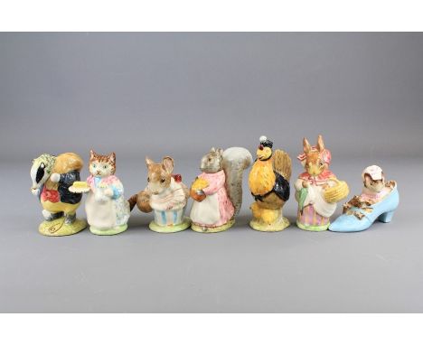 Beswick Beatrice Potter Character Figurines. This lot includes "Goody Tiptoes", "Ribby", "Tommy Brock", "Mrs Rabbit" 104-106 