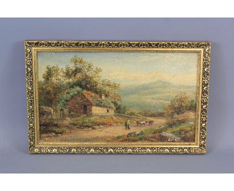 Albert E Gyngell (British) 1874-1911 Oil on Canvas. The painting inscribed to verso 'On the Dolwyddelan Road', approx 32 x 19