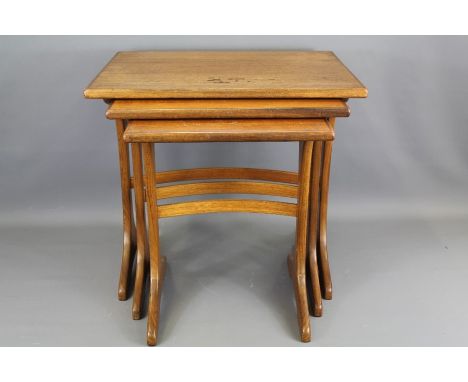 Ercol Nest of Three Tables. The largest table measures approx 56 x 41 x 52 cms.&nbsp;