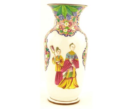 A Chinese porcelain vase, hand painted enamelled and gilded figures, height 32cm