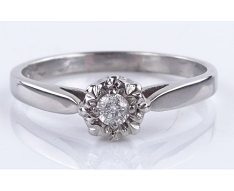 A 9ct white gold solitaire diamond ring, size M, 2g