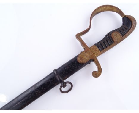 A German military Officer's dress sword, gilt brass hilt and original metal scabbard