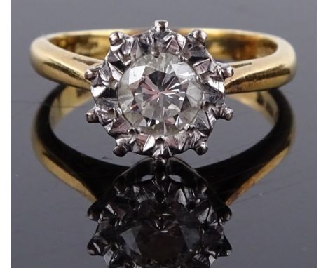 An 18ct gold solitaire diamond ring, illusion set diamond approx 0.55cts, size K, 4.3g