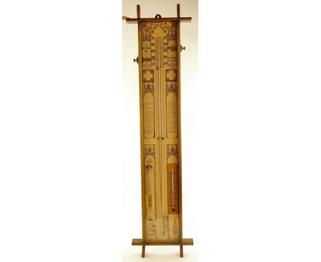 An Admiral Fitzroy barometer in glazed oak case, overall height 1.04m 