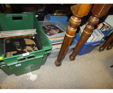 FOUR BOXES OF ASSORTED VINTAGE LP RECORDS ETC. 