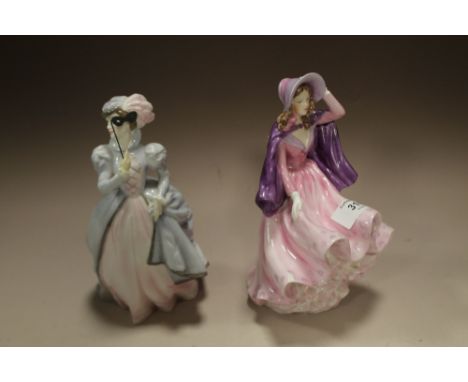 A ROYAL WORCESTER 'MASQUERADE' FIGURE TOGETHER WITH COALPORT COLLEEN (2)