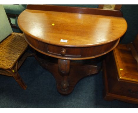 A VICTORIAN MAHOGANY DEMI-LUNE CONSOLE TABLE