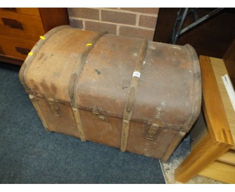 A DOMED TRAVEL TRUNK