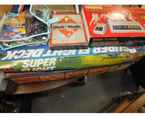 A BOXED CORGI ROCKETS CLOVERLEAF SPECIAL TOGETHER WITH A BOXED AIRFIX SUPERFLIGHT DECK, VINTAGE MONOPOLY ETC