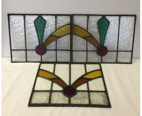A set of 3 1930s Art Deco lead light windows.