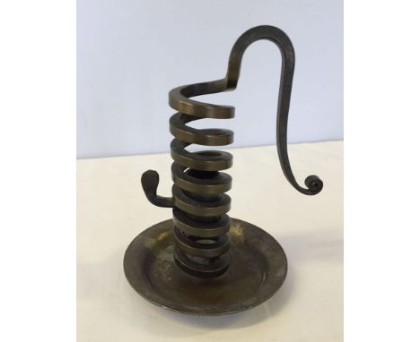 Original French iron "Rat De Cave" candle stick holder. Stamped "Bourgogne Boullot 71220".