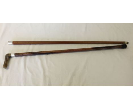 Silver topped walking stick and cane.