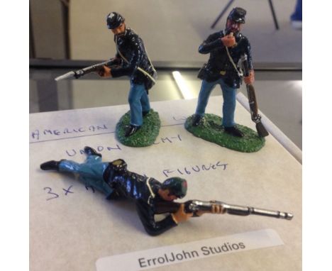An Errol John Studios boxed set of 3 US Union Army ACW white metal soldier figures. NB These are mint ex stock figures direct