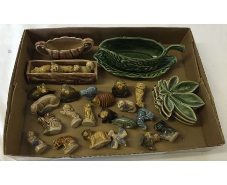 A collection of Wade china and Whimsies with a Sylvac sauce boat.