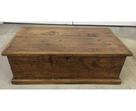 Vintage pine trunk with metal handles, 64 x 37cm.