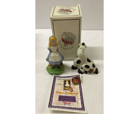 2 Wade Collectors Club pieces 1. Alice in Wonderland 1999 membership piece (boxed with certificate & badge) & 2. Pantomime Ho
