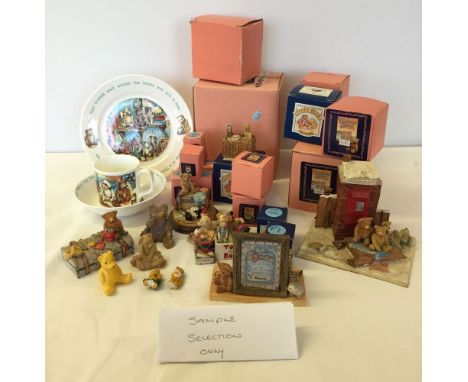 A quantity of Colour Box Peter Fagan's teddy bear models with plate, bowl and cup.