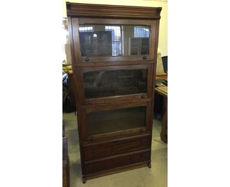 Globe Wenecke style cabinet with glass fronts and 2 drawers. 80 x 172cm.