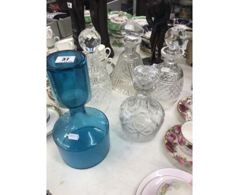 A collection of five decanters inc. Swedish decanter