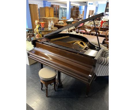 A Challen Baby Grand piano and an Edwardian stool