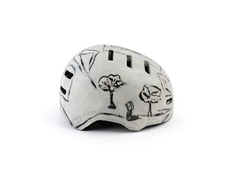 Tracey Emin CBE RA, British b. 1963-Cycle Helmet, 2011;black and white house paint on polycarbonate shell,  signed and dated 