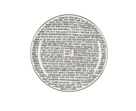 Grayson Perry CBE RA, British b.1960- 100% Art plate, 2020;porcelain plate, designed for the Holbourne Museum in collaboratio