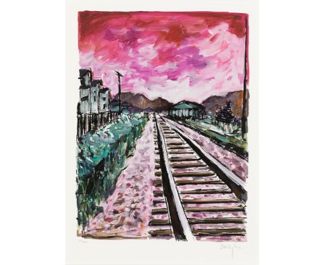 Bob Dylan, American b.1941-Train Tracks (pink), 2018; giclée in colours on Magnani 1404, 350gsm QuaForte TM paper, signed and