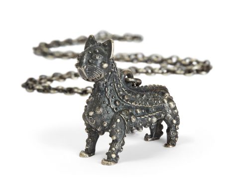 Grayson Perry CBE RA,British b. 1960-Chris Whitty's Cat (Pendant), 2020; oxidised cast silver,signed and numbered 21/500 to s