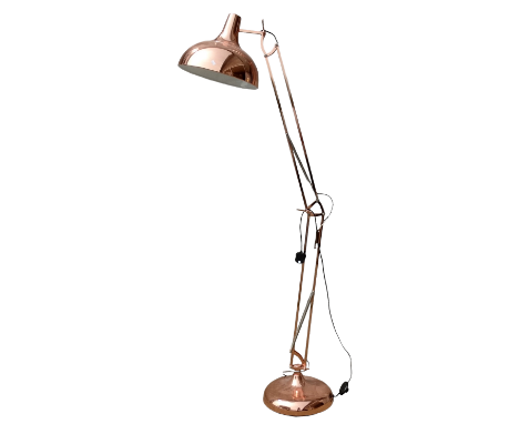 A contemporary coppered floor standing Anglepoise style lamp - height 192cm.