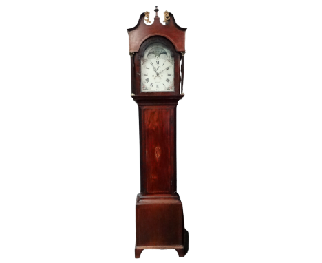 A mahogany longcase clock, J &amp; T Farr, Bristol - the painted dial set out in Roman numerals incorporating date aperture, 