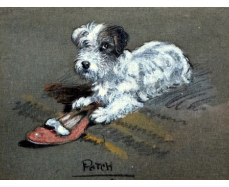 In the manner of Cecil ALDIN,  Patch - a Sealyham Terrier,  Chalk on paper,  Titled lower mid,  Framed and glazed,  Picture s