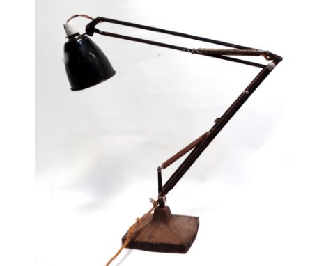 A Herbert Terry Anglepoise desk lamp - black finish on a square base. 