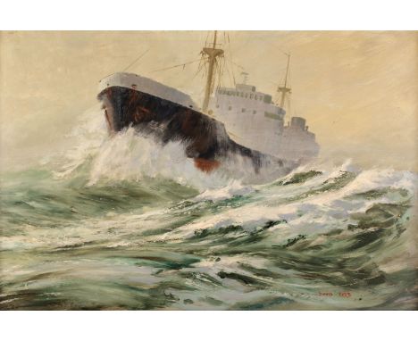 Cobb (David, 1921-2014)). High Winds and Heavy Seas, oil on board, depicting a tanker in heavy seas, signed lower right, 51.0