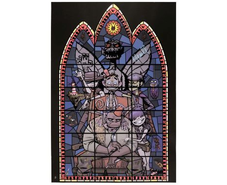 Hewlett (Jamie, 1968- ). Gorillaz - Stained Glass Poster, 2006, screenprint in colours on thin card, signed in pale blue uppe