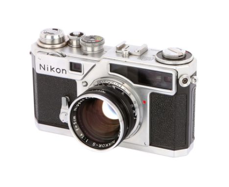 1957-64, chrome, serial no. 6209206, Nikon Nikkor-S f/1.4 50mm lens, black, serial no. 407419, body, G-VG, shutter working, r