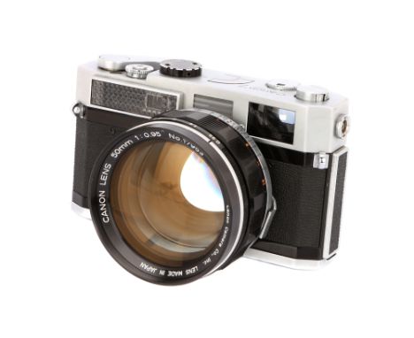 1961-64, chrome, serial no. 816848, with Canon f/0.95 50mm lens, chrome, serial no. 17953, body, VG, lens, VG, some very ligh