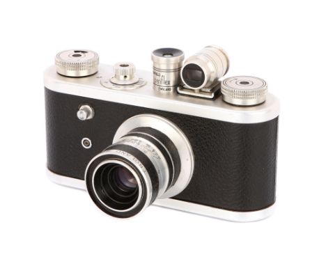 1954, chrome, serial no. 620167, with Corfield Lumar-X f/3.5 50mm lens, chrome, serial no. 621042, body, VG, shutter working,