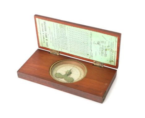 English, c.1860, Fletcher &amp; Sinclair, Liverpool, clinometer reading to one degree, sight hole in base, in mahogany with b