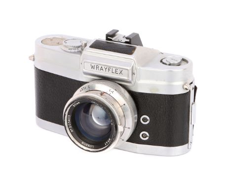 1950-, chrome, serial no. 3525, with Wray Unilite f/2 50mm lens, chrome, serial no. 203403, body, G, shutter working, lens, G