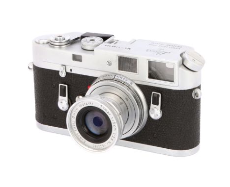 1967, chrome, serial no. 1188959, with Leitz Elmar f/2.8 50mm lens, 1958, chrome, serial no. 1590010, body, G-VG, shutter wor