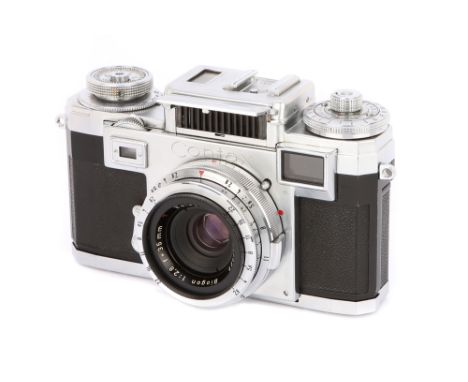 1950-61, chrome, serial no. A61141, with Zeiss-Opton Biogon T f/2.8 35mm lens, chrome, serial no. 830829, body, VG-E, shutter