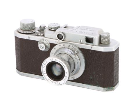 1946-47, chrome, serial no. 16541, with Seiki-Kogaku Serenar f/3.5 50mm lens, chrome, serial no. 9085, body, F-G, shutter wor
