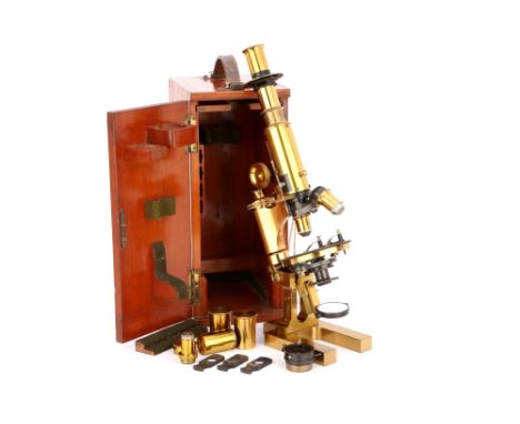 English, c.1890, signed to the rear of the foot ROSS LONDON, microscope on 'Y' shaped foot with upright supporting the body o