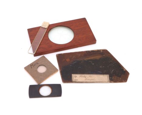 English, late 19th century, unsigned French polished mahogany frame contains 6 pointed selenite star in balm, a cork mounted 